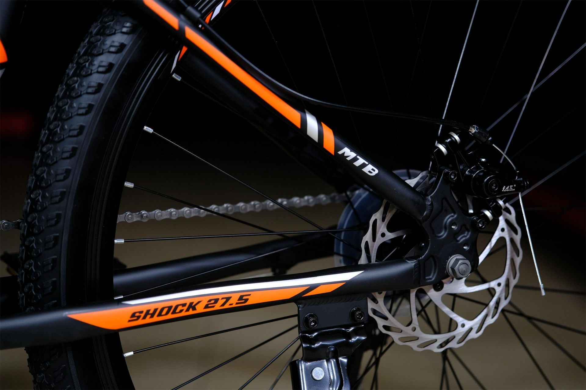 Тормоз дисковый механический JAK 160мм HOKE Shock 27,5 MD матовый чёрный-оранжевый 17